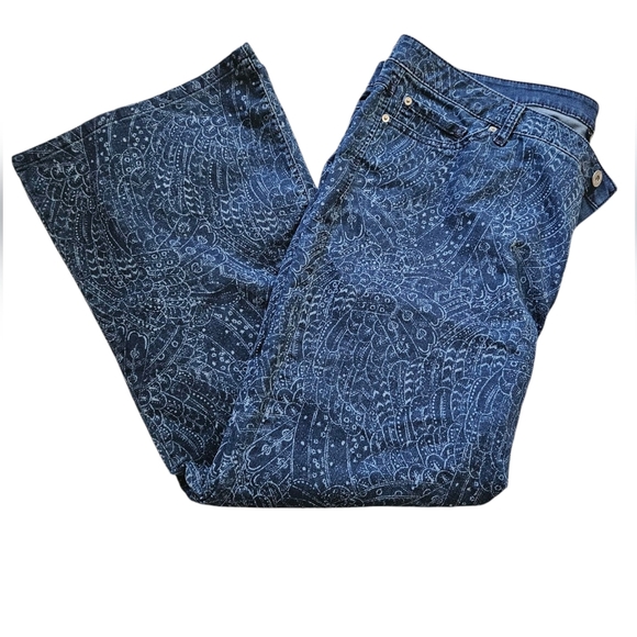 International Concepts INC MD Indigo Lazer-Print Flare Leg Jeans - Picture 3 of 6